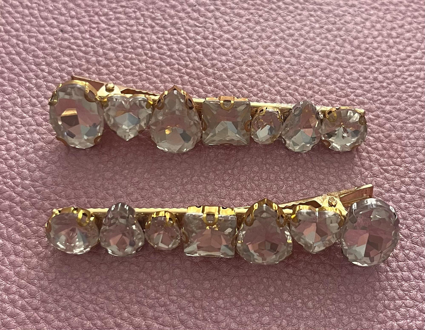 Silver handmade gem stone hair slide large rhinestone fashion hair clip comes in pairs gift for her