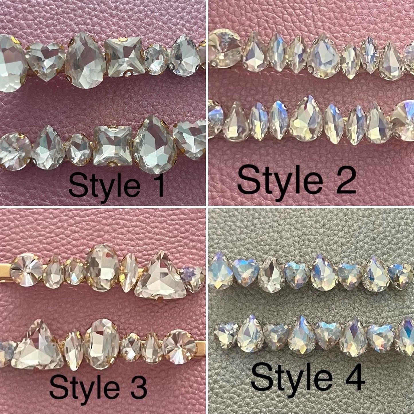 Silver handmade gem stone hair slide large rhinestone fashion hair clip comes in pairs gift for her