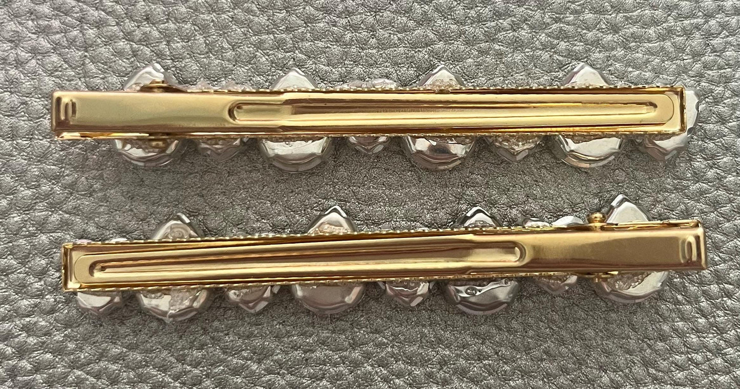 Silver handmade gem stone hair slide large rhinestone fashion hair clip comes in pairs gift for her