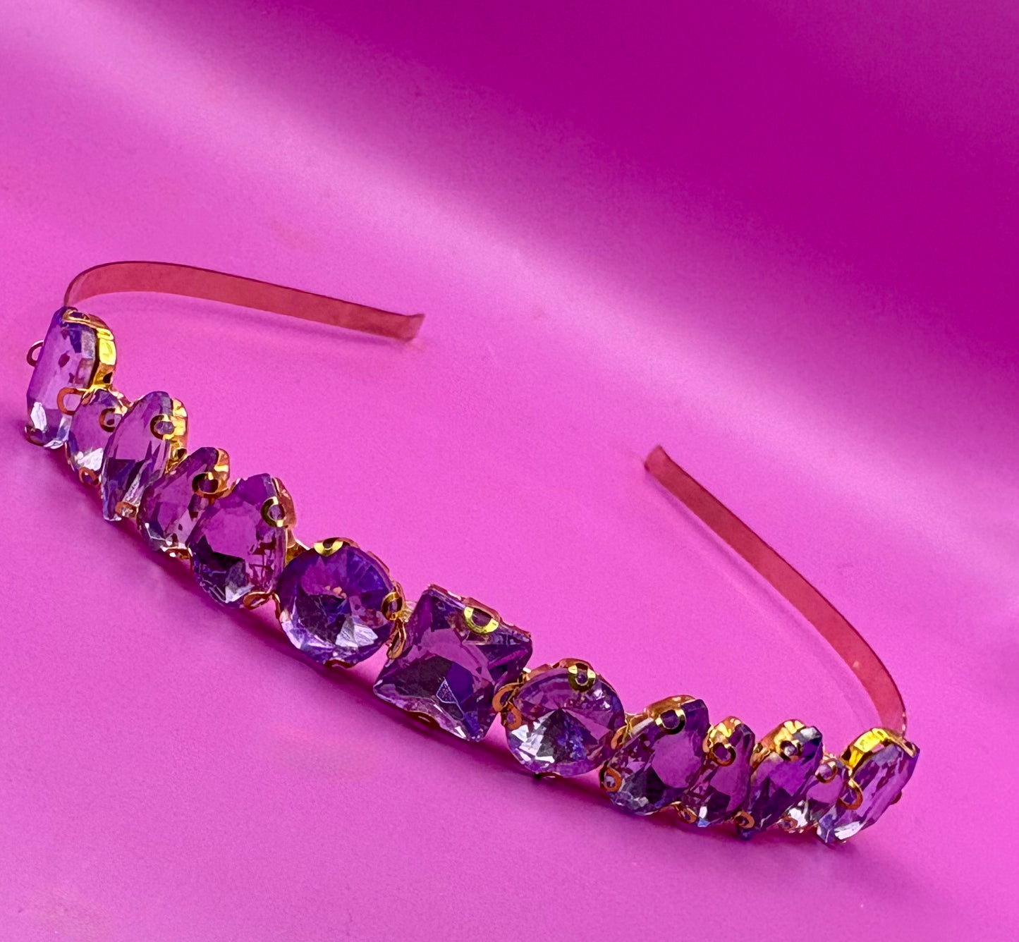 Hand-decorated maximum comfort headband adorned with glass rhinestones, ideal for evening events and formal occasions, showcasing exquisite craftsmanship and luxurious style.