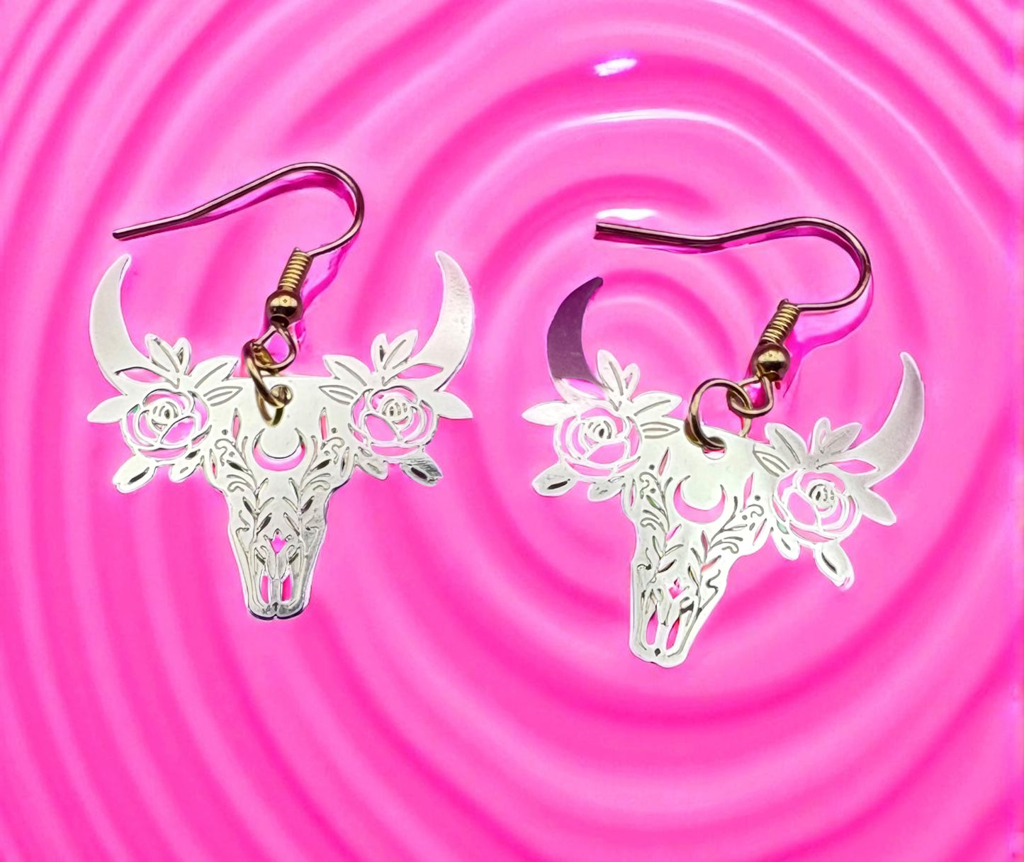 Bull Dangly Earrings | Colorful Gold silver-Jewelry | Unique Statement Earrings| Perfect Gift for Her