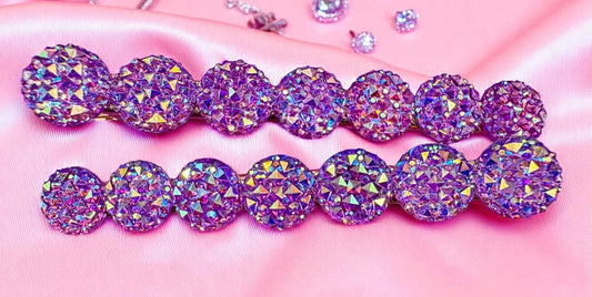 Stunning multi colour Glitter circular Sparkly Hairclips | Statement hair clips | Handmade Unique