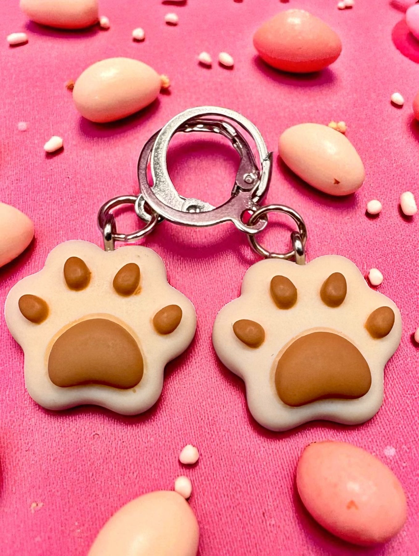 Teddy bears bear paw earrings, dangly drop earrings. cartoon novelty costume jewellery