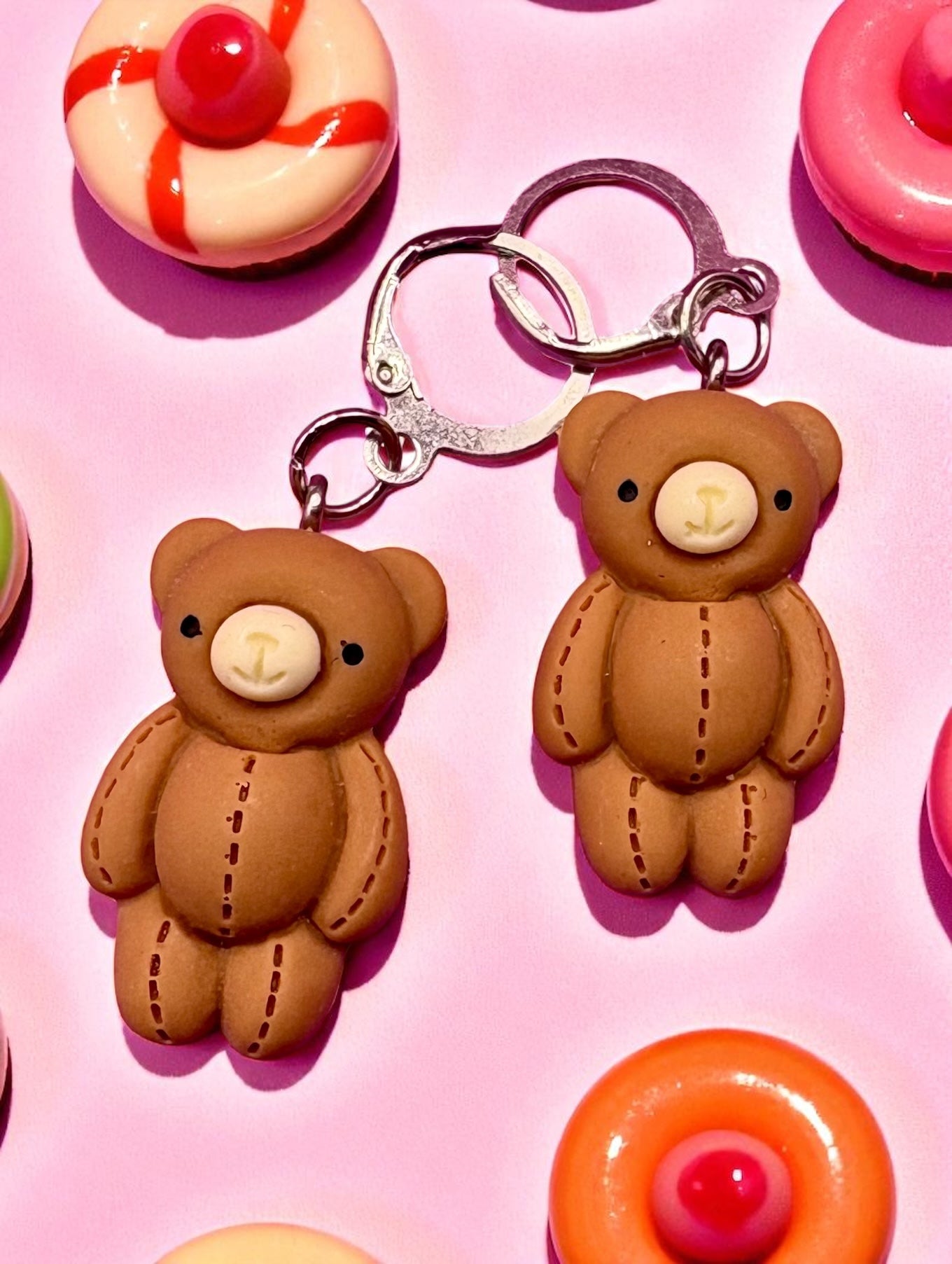 Teddy bears bear paw earrings, dangly drop earrings. cartoon novelty costume jewellery