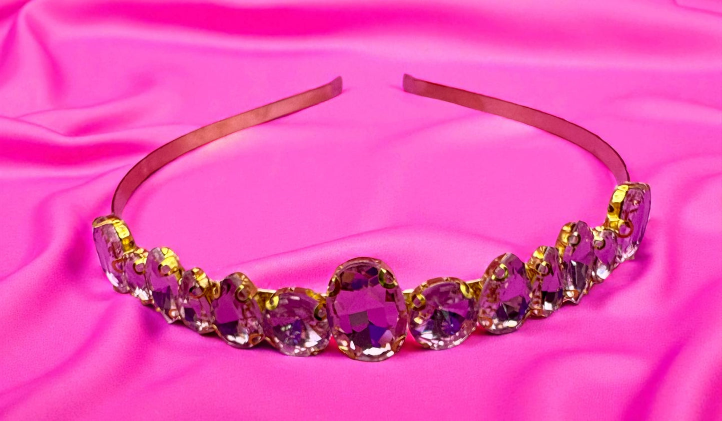 Hand-Decorated maximum comfort metal Headband with Glass Rhinestones | Elegant Hair Accessories