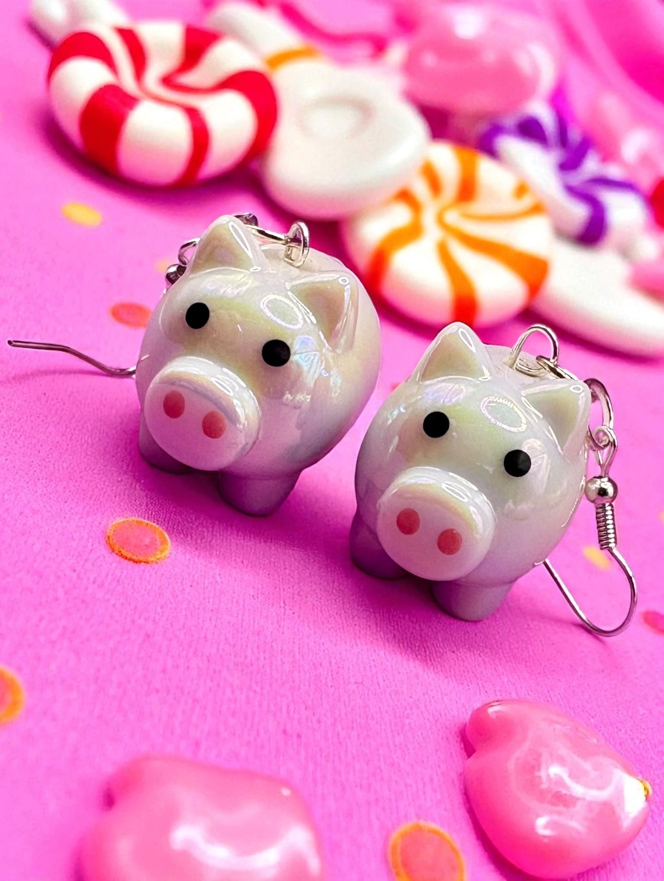 Corgi sheep and pig drop dangly earrings novelty holographic shines effect great gift for farm lovers