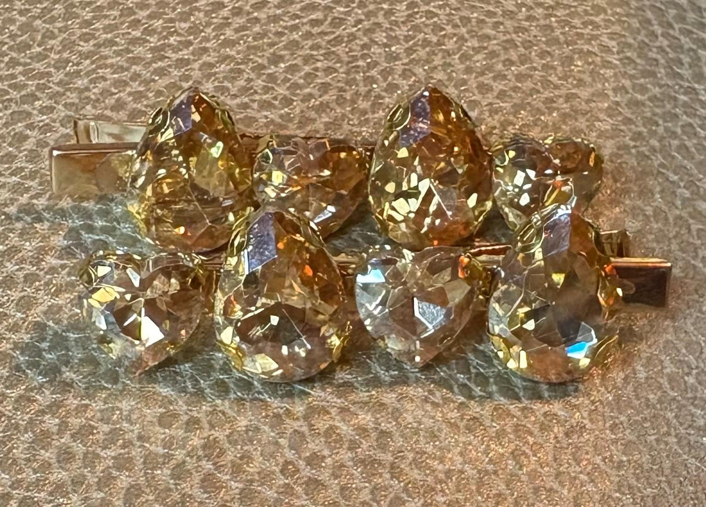 Pair of Pink and purple gem stone handmade sparkly large rhinestone hair clip fashion hair slide glass gem stones Christmas
