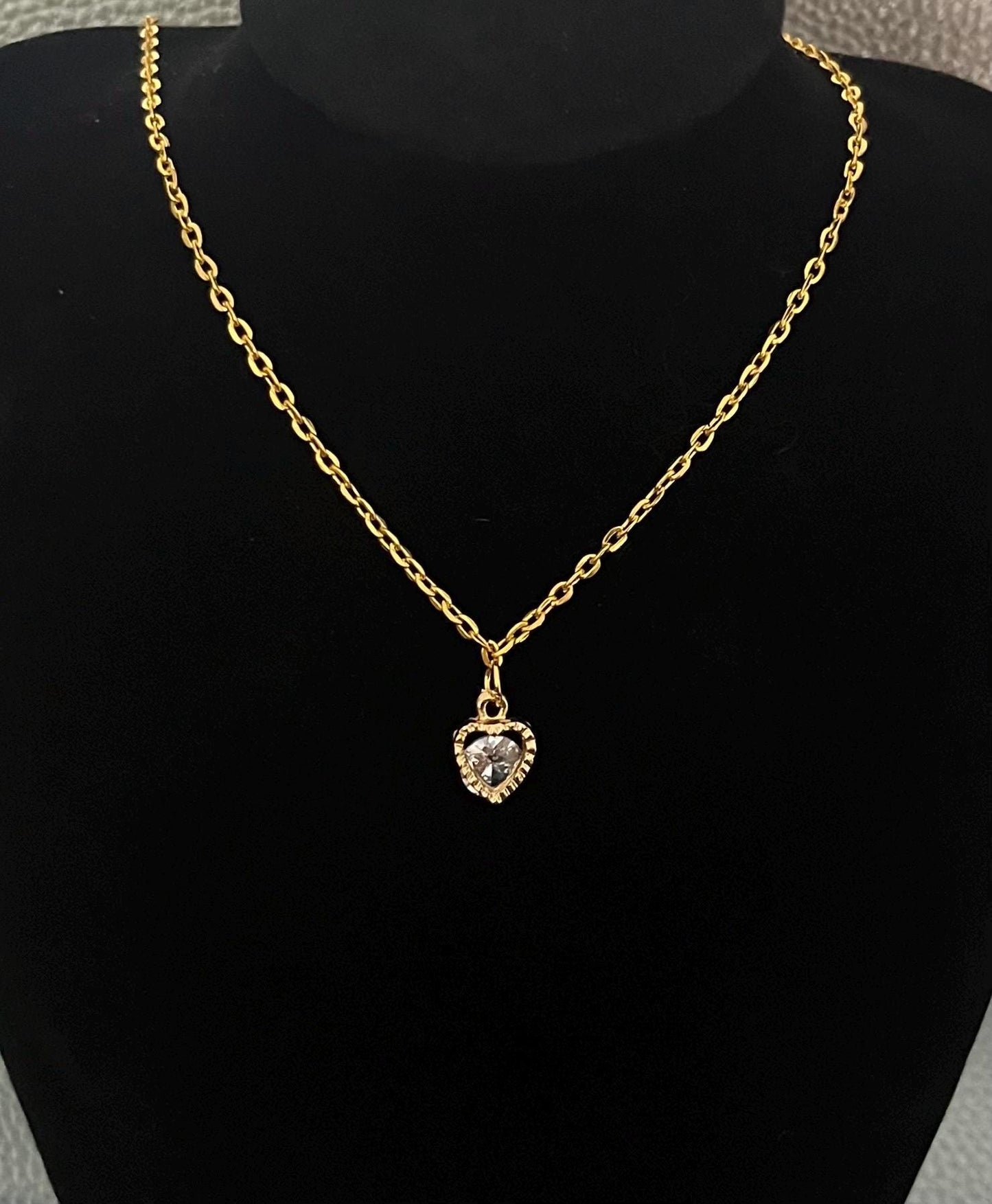 Heart Cubic Zirconia Pendant Necklace | Dainty Heart Necklace | Sparkling Jewelry Gift