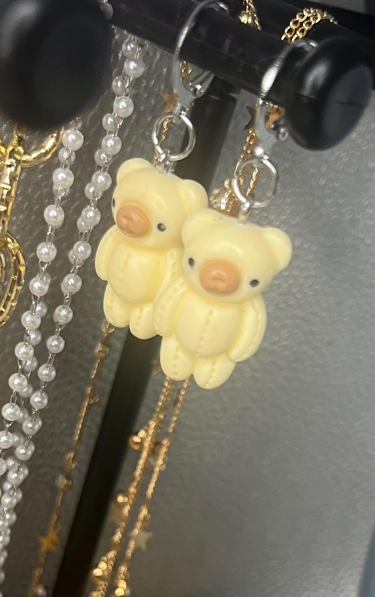 Teddy bears bear paw earrings, dangly drop earrings. Got cat puppy kitten rabbit Teens kids adults cartoon novelty costume jewellery