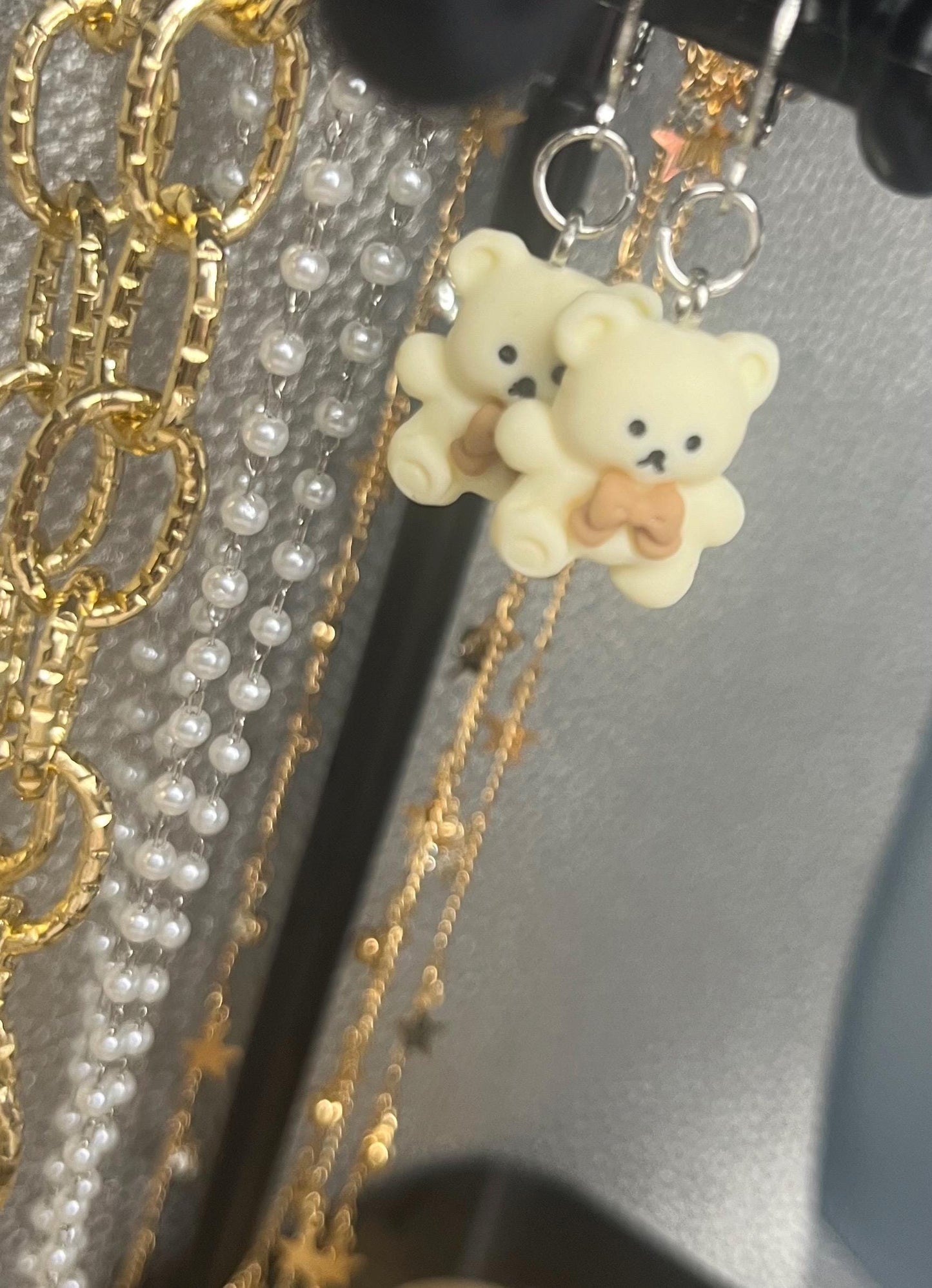 Teddy bears bear paw earrings, dangly drop earrings. Got cat puppy kitten rabbit Teens kids adults cartoon novelty costume jewellery