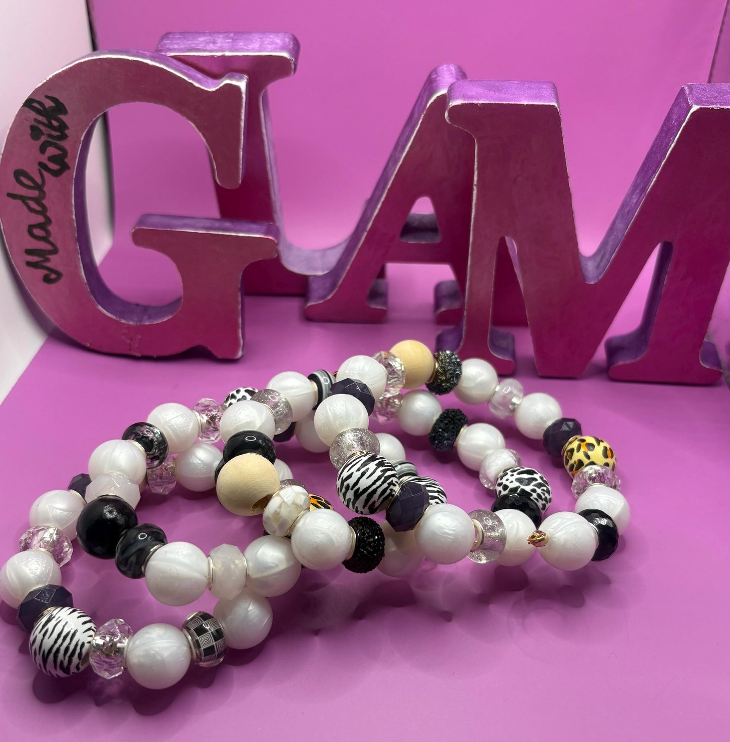 handmade beaded charm never ending bracelets one size with no fastenings black and white edition memory wire wraparound bracelet stunning