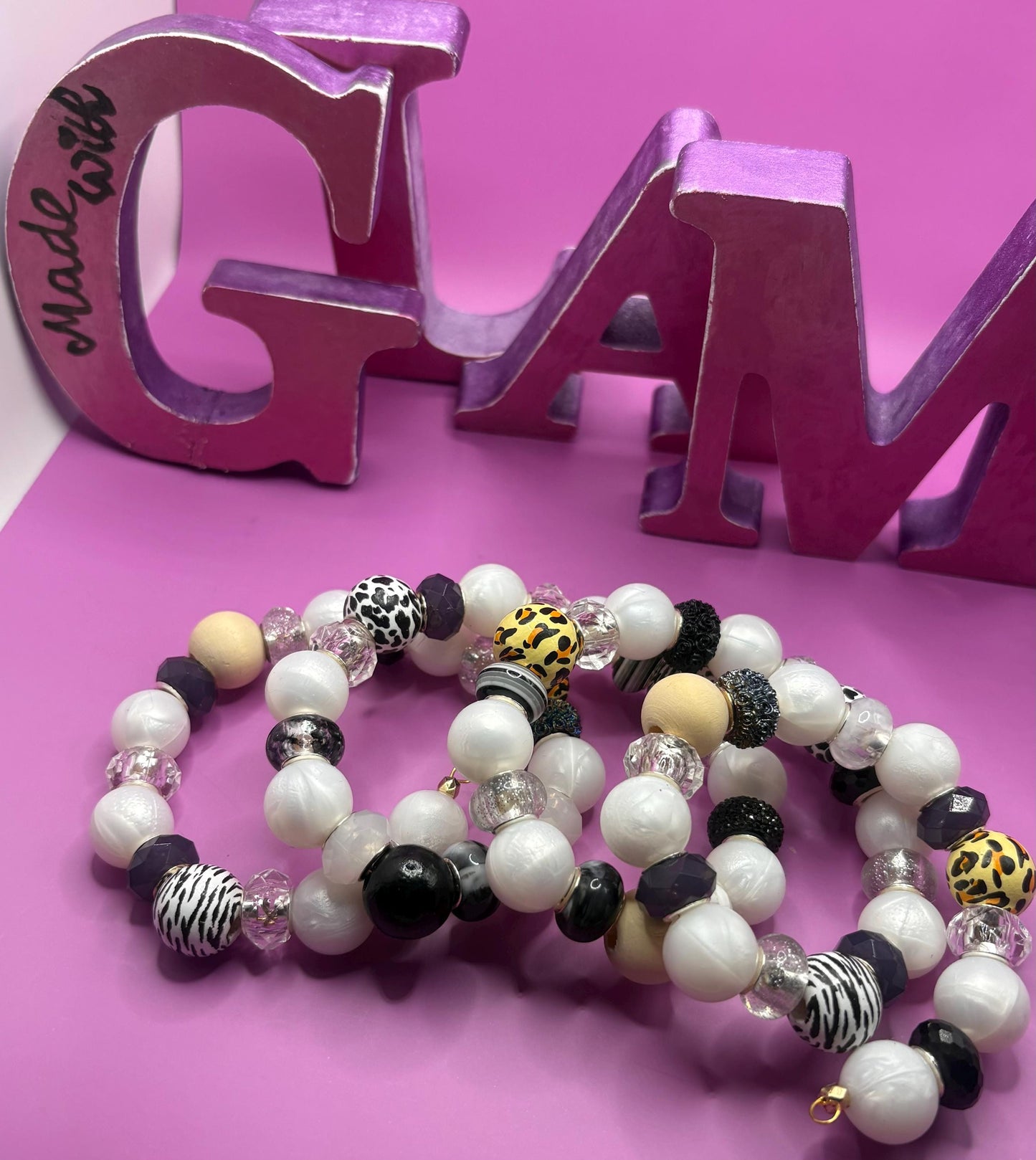 handmade beaded charm never ending bracelets one size with no fastenings black and white edition memory wire wraparound bracelet stunning