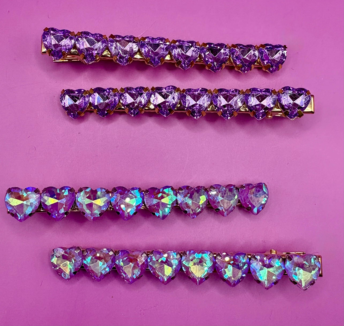 Pair of Purple gem stone handmade sparkly large rhinestone hair clip fashion hair slide