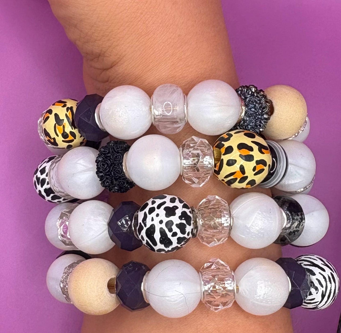 handmade beaded charm never ending bracelets one size with no fastenings black and white edition memory wire wraparound bracelet stunning