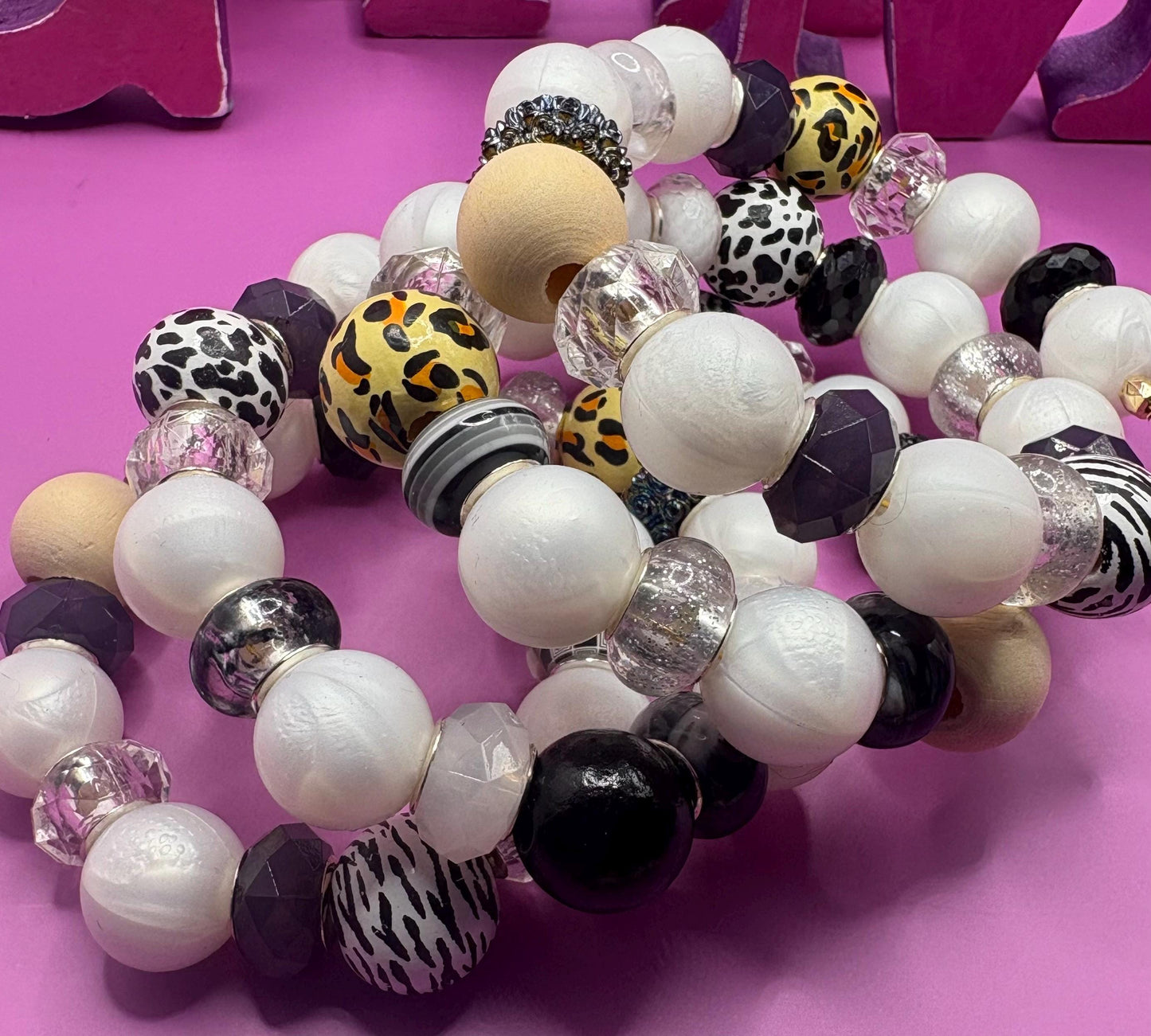 handmade beaded charm never ending bracelets one size with no fastenings black and white edition memory wire wraparound bracelet stunning