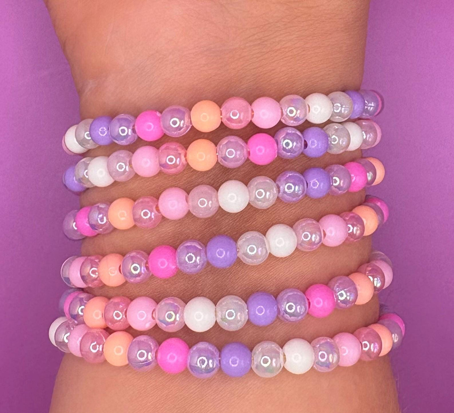 Pastel Resin Bead Bracelet – Handmade Stretch Bracelet with Kawaii Flower Bead Bracelet – Handmade Pastel Spring Accessory tulips summer