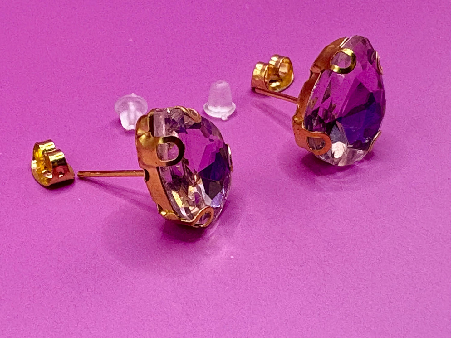 Light Pink Crystal Earrings: teardrop-Shaped Glamour, Gold-Toned Luxury, everyday wear stunning