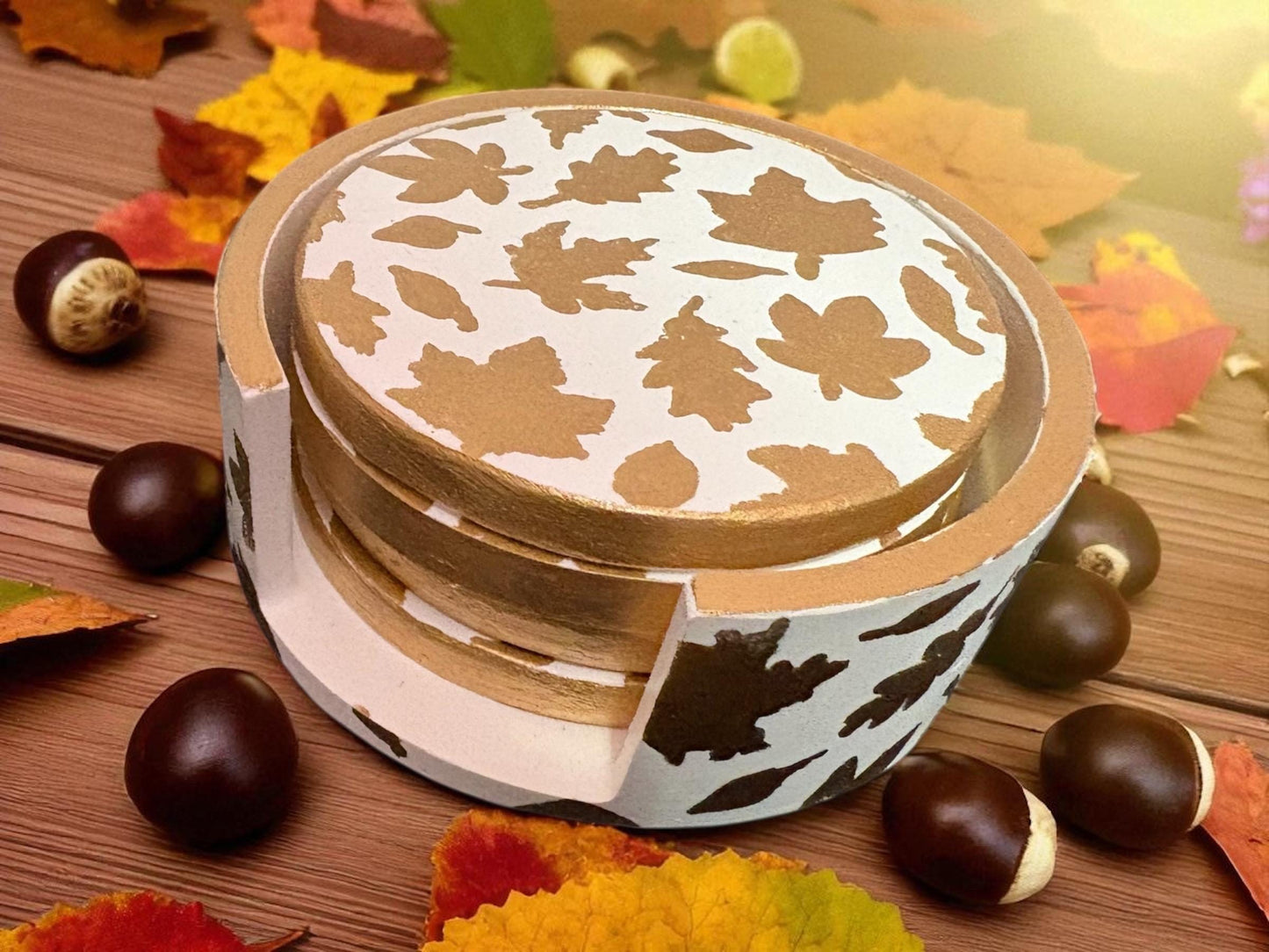 autumn autumnal dishes, coaster, pumpkin pots handmade and hand painted gold silver seasonal decor decorations