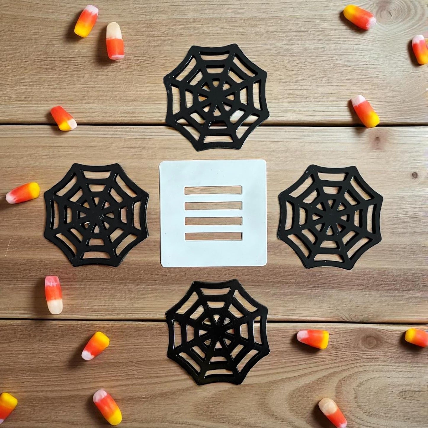 Spooky Spider Web Coasters with Holder Perfect for Halloween & holder