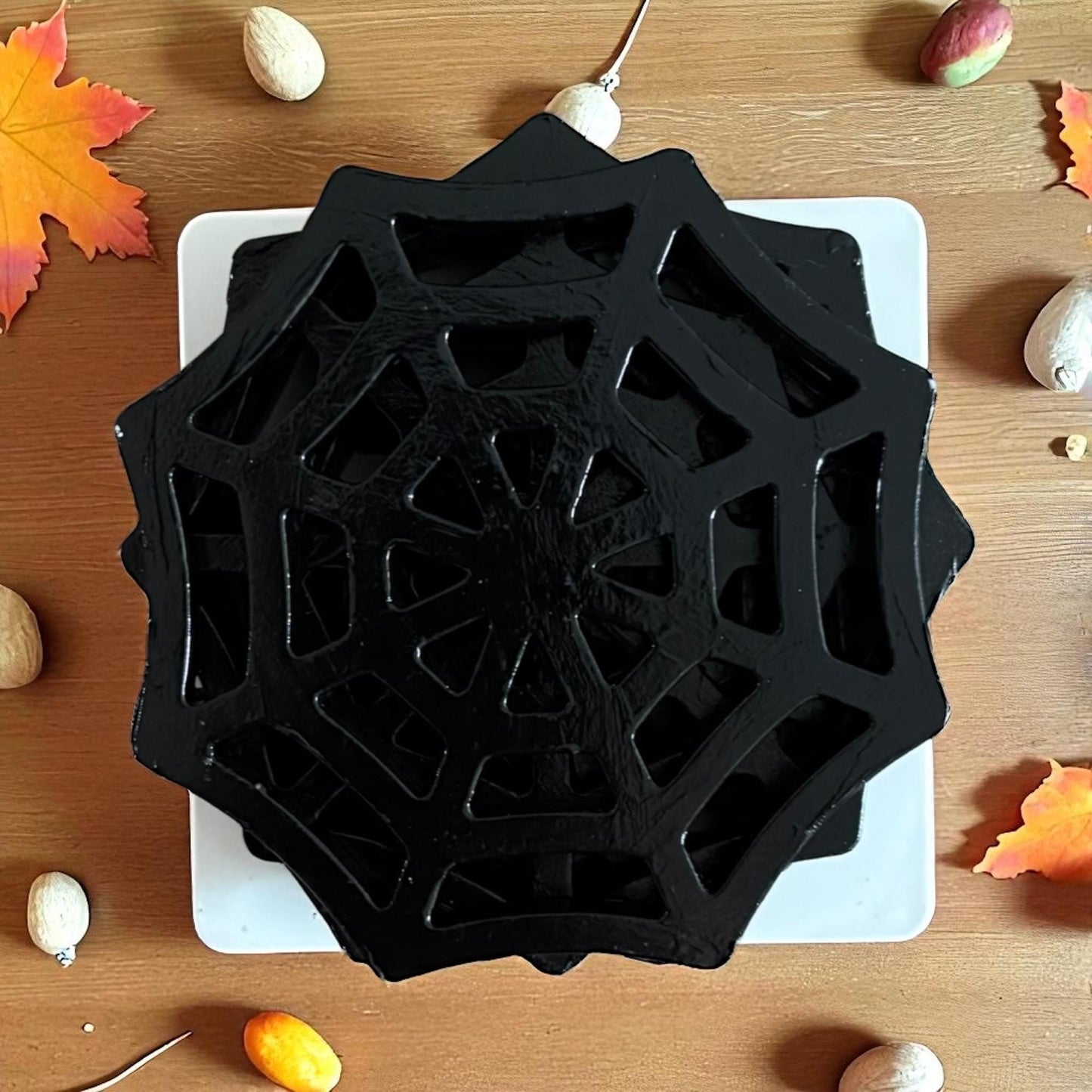 Spooky Spider Web Coasters with Holder Perfect for Halloween & holder