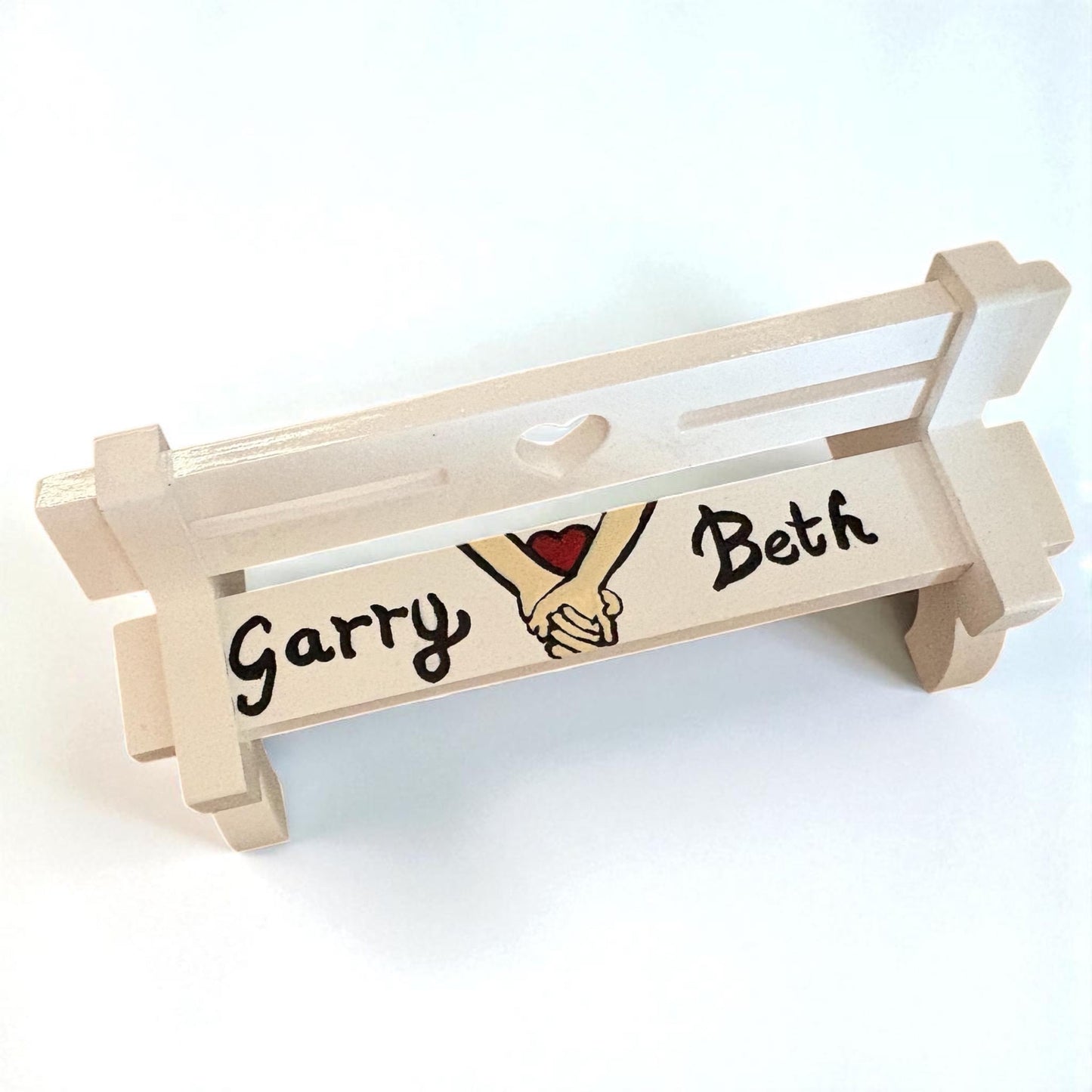 Personalized Miniature Bench Ornament lovers bench holding hands Custom Handmade Keepsake Gift