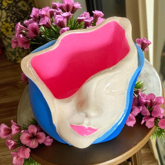 Handmade Ceramic Face Planter Unique Small Pot for Indoor Plants