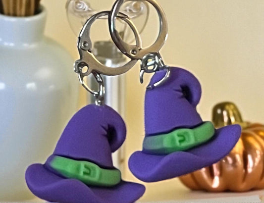 Halloween dangly drop earrings pumpkin ghost black cat witches hat spooky creepy scary decorations costume accessories