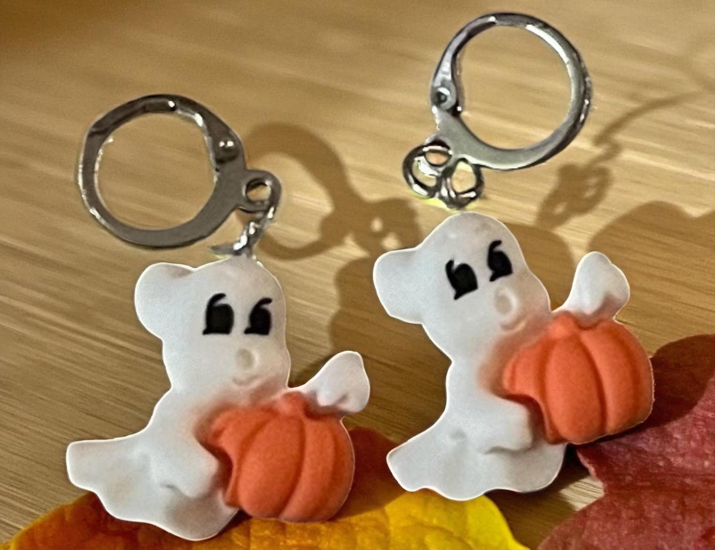 Halloween dangly drop earrings pumpkin ghost black cat witches hat spooky creepy scary decorations costume accessories