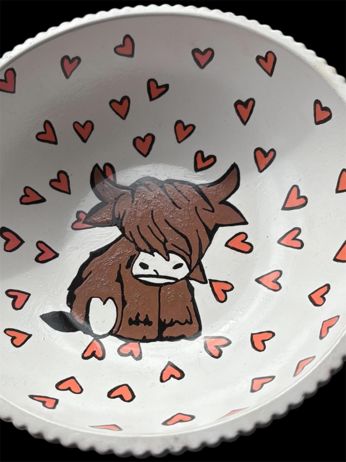 Hand Painted Highland Cow Decorative Bowl Rustic Farmhouse Jewelry Dish Trinket Holder Cute Cow Gift for Animal Lovers