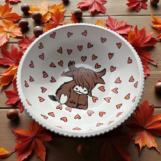 Hand Painted Highland Cow Decorative Bowl Rustic Farmhouse Jewelry Dish Trinket Holder Cute Cow Gift for Animal Lovers