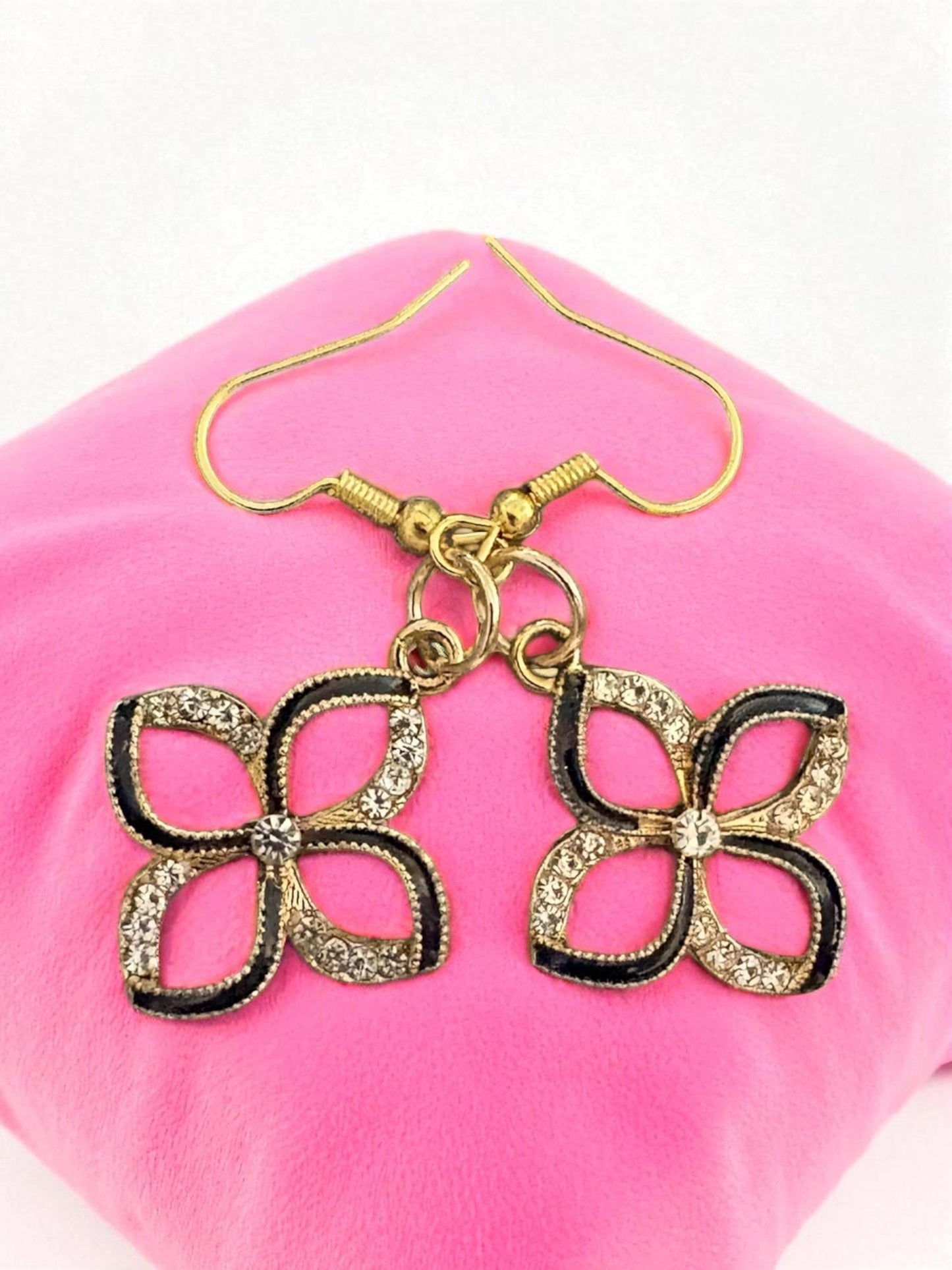 Glamorous Floral Charm Earrings – Gold Accent Dangle