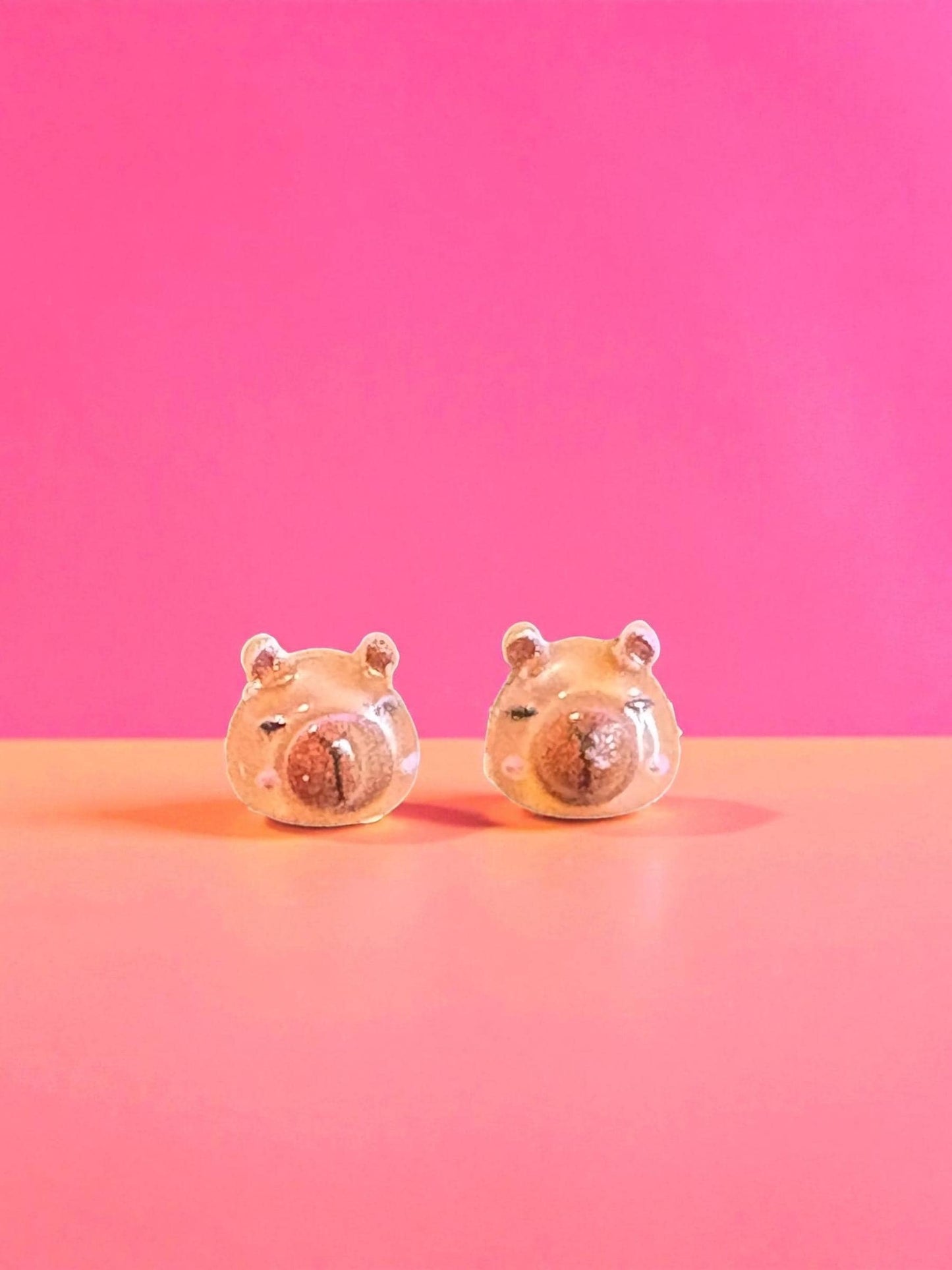 Cute Capybara Earrings Kawaii Animal Studs Handmade Resin Capybara Jewelry Adorable Gift for Her Sold Individually