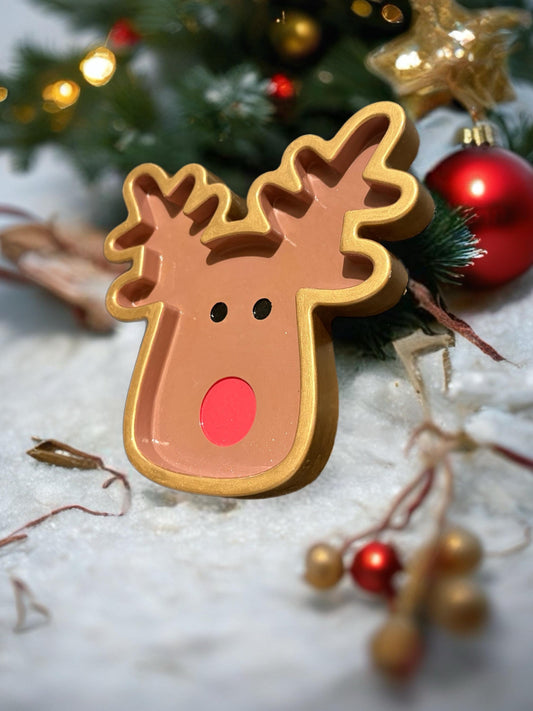 Reindeer Ceramic Christmas Tray Rudolph Shaped Festive Plate Holiday Serving Dish Christmas Table Decor Gift for Host or Home