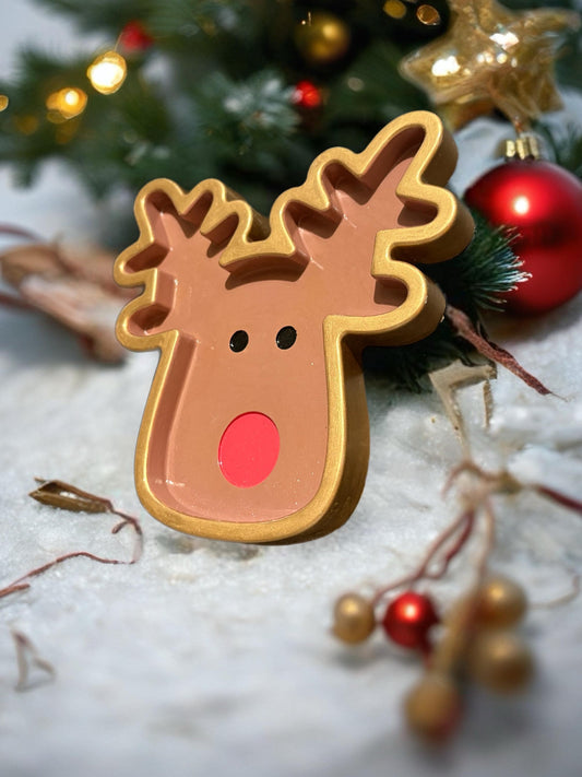 Reindeer Ceramic Christmas Tray Rudolph Shaped Festive Plate Holiday Serving Dish Christmas Table Decor Gift for Host or Home