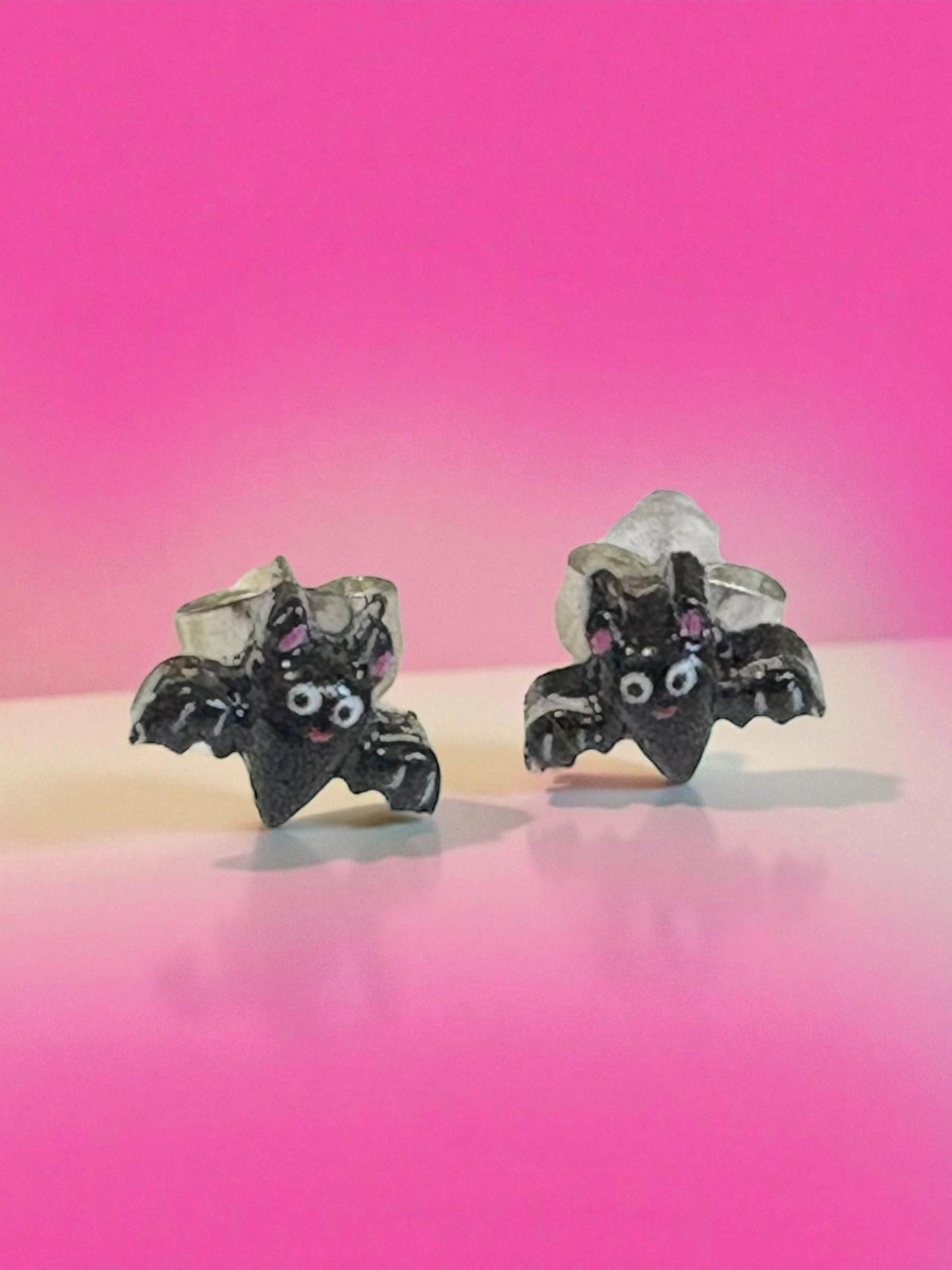 Cute Bat Earrings Handmade Resin Bat Studs Kawaii Gothic Jewelry Spooky Halloween Earrings Gift for Her