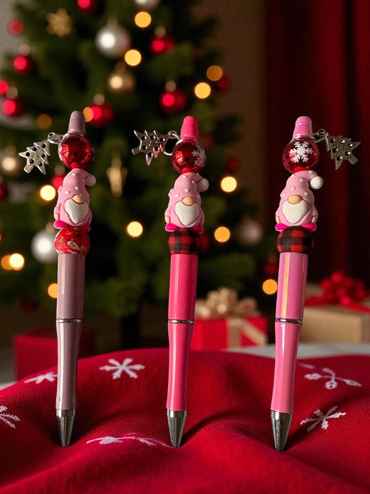 Cute Christmas Gnome Pen Pink Holiday Pen with Charm Festive Ballpoint Pen Kawaii Christmas Stationery Gift Sold Separately