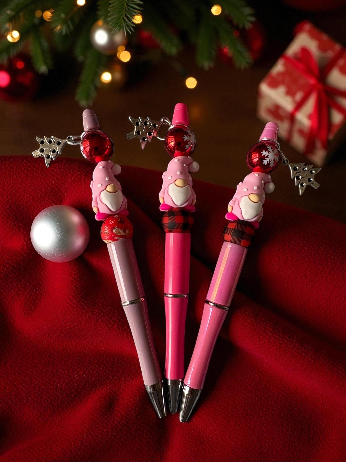 Cute Christmas Gnome Pen Pink Holiday Pen with Charm Festive Ballpoint Pen Kawaii Christmas Stationery Gift Sold Separately
