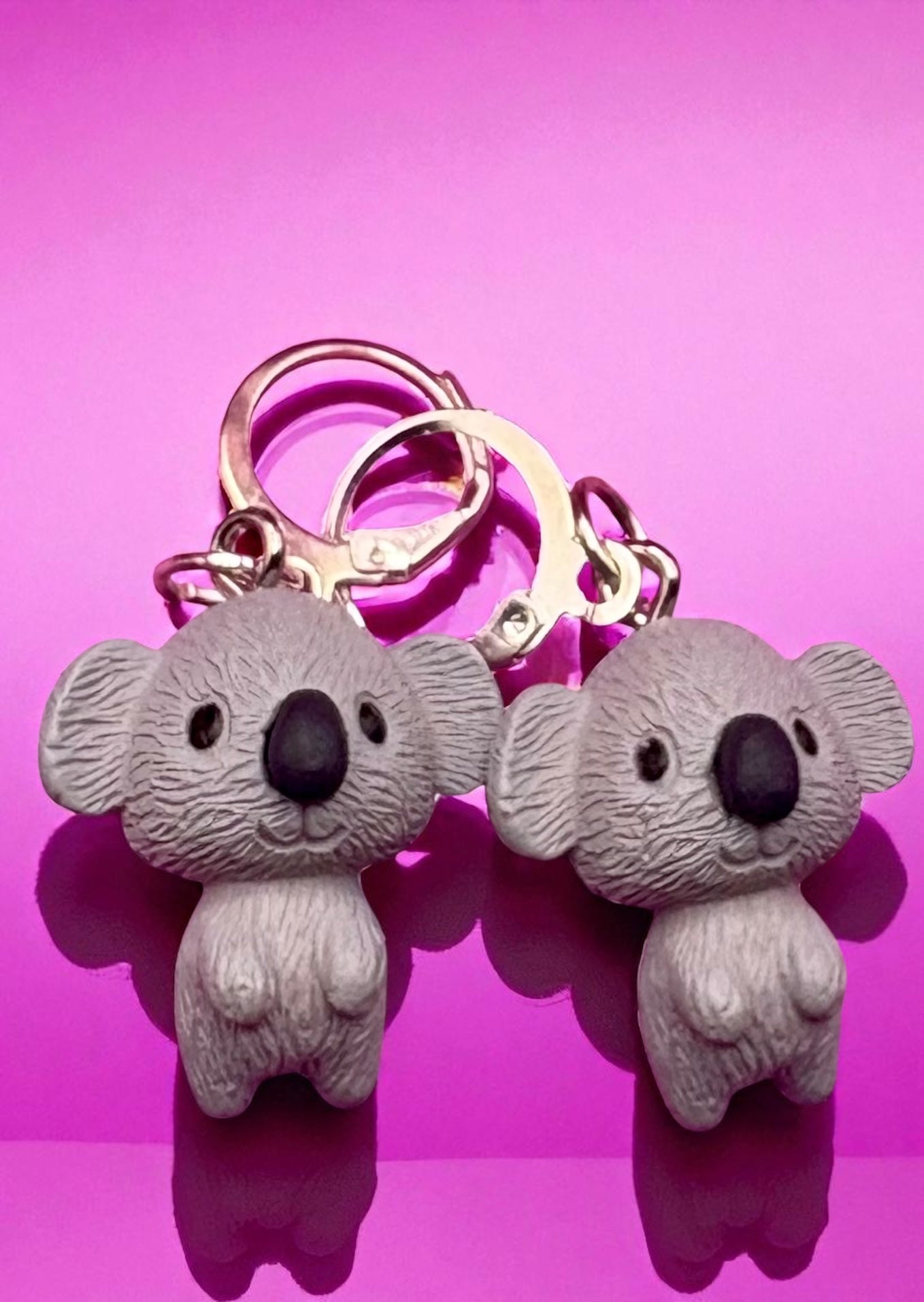 Koala gray realistic earrings