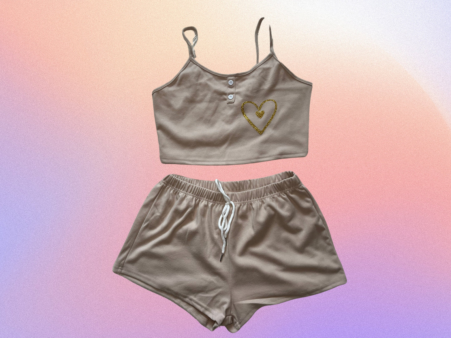 Soft velour Crop top and shorts set- available in peach, black and nude