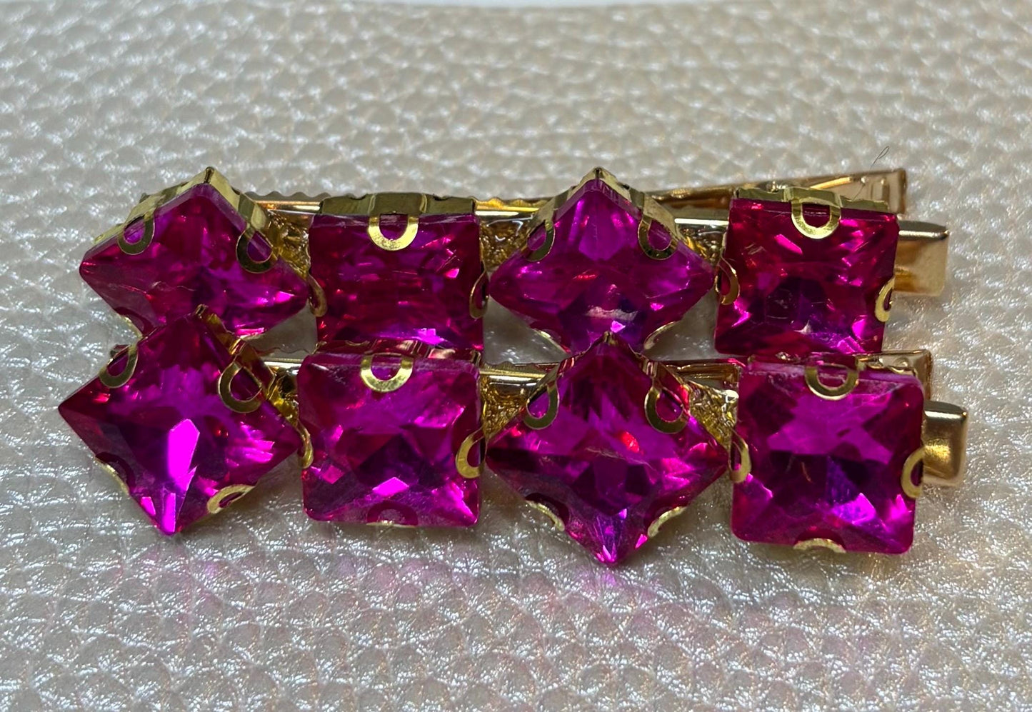 Pair of Pink  and purple gem stone handmade sparkly large rhinestone hair clip fashion hair slide glass gem stones Christmas