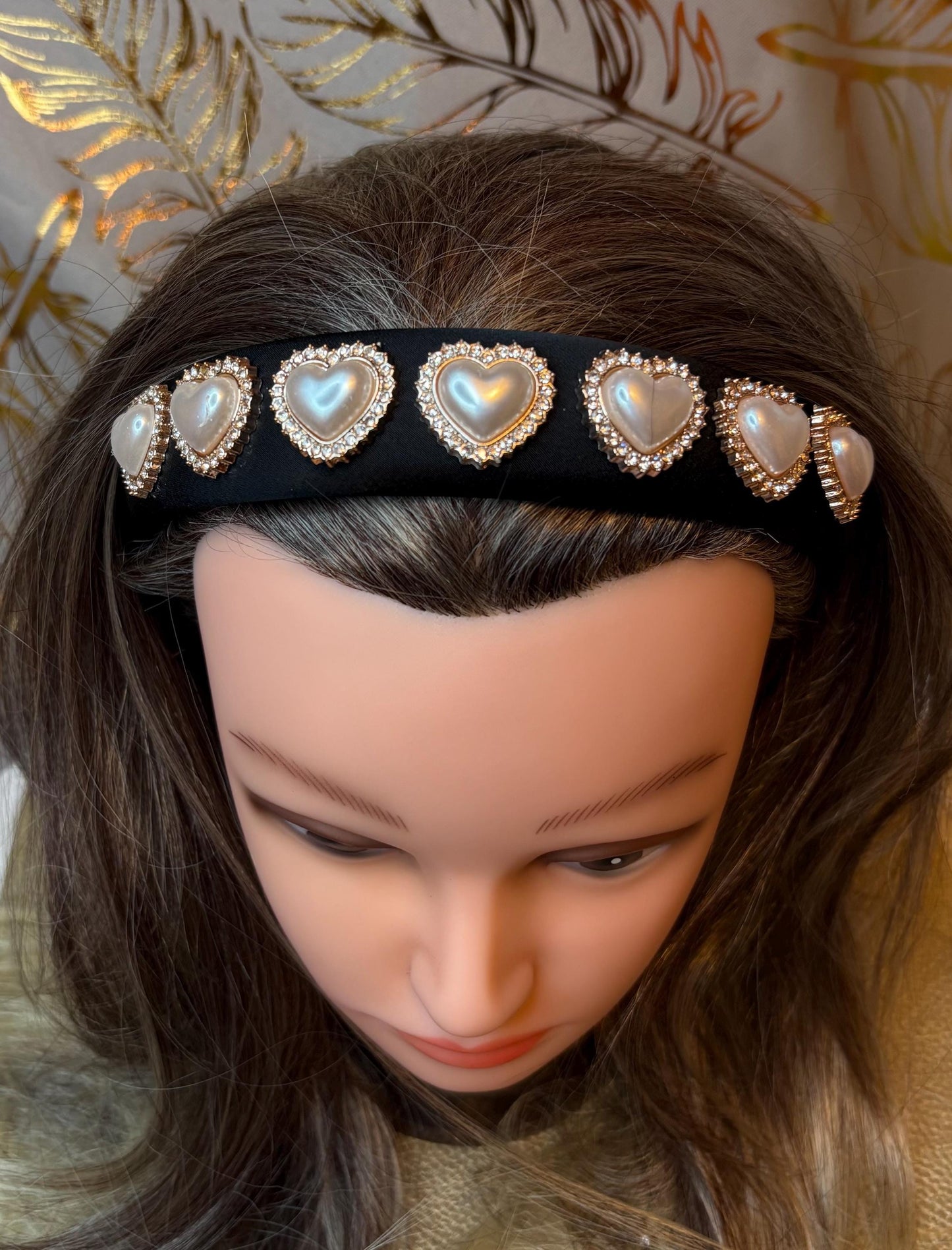 glass rhinestone hand decorated velvet headband diamante sparkly glamorous handmade valentines bridesmaids wedding formal party accessories