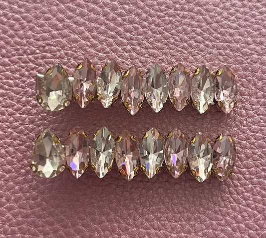 Pink and silver gem stone handmade sparkly large rhinestone hair clip fashion hair slide sold in pairs Christmas