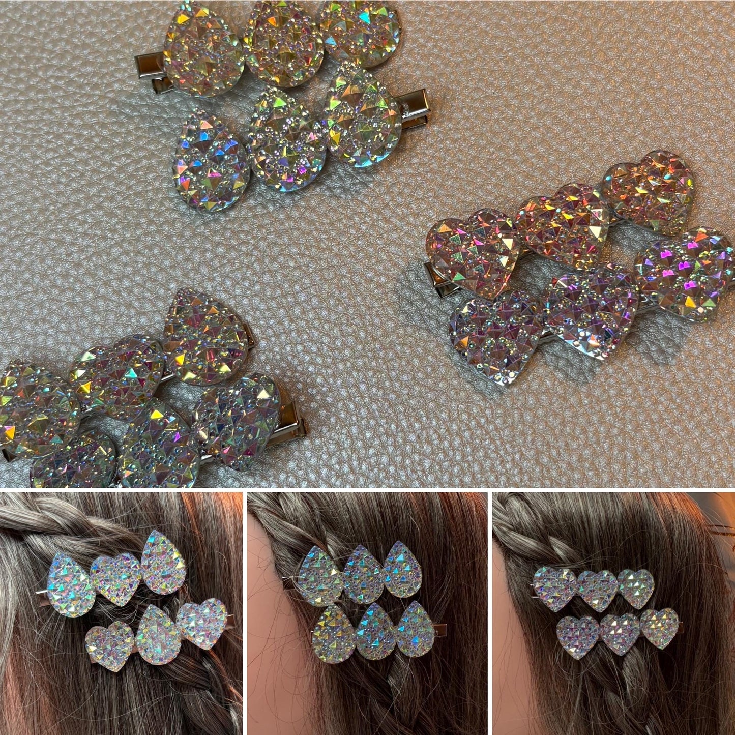 Heart, oval glitter sparkly small hair slide sliver fashion hair clip Christmas sold as pairs available in different styles valentines