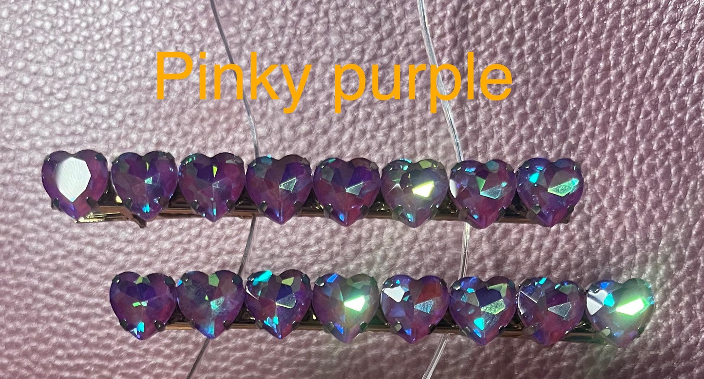 Pair of Purple  gem stone handmade sparkly large rhinestone hair clip fashion hair slide glass gem stones long 8m large Christmas