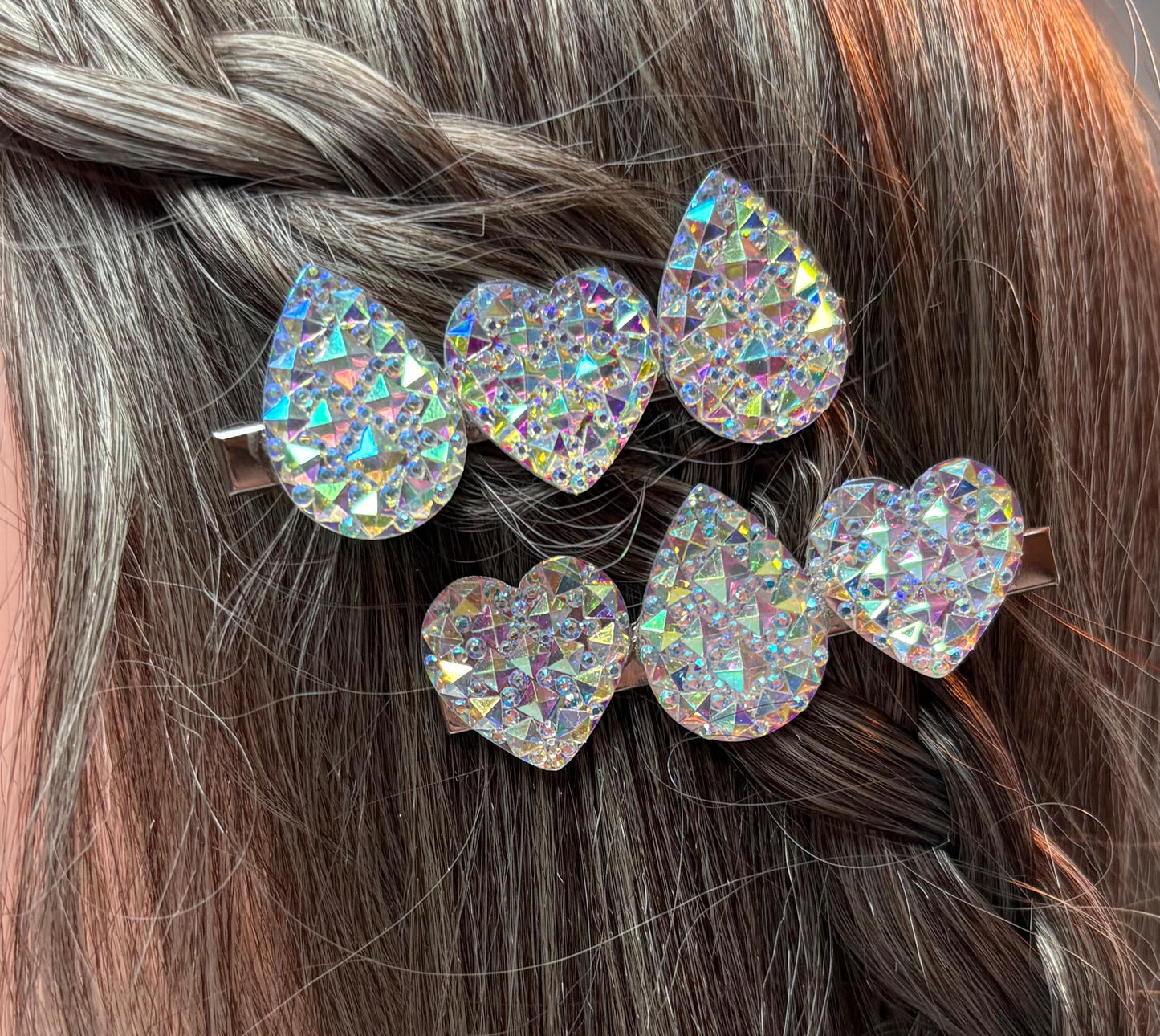 Heart, oval glitter sparkly small hair slide sliver fashion hair clip Christmas sold as pairs available in different styles valentines