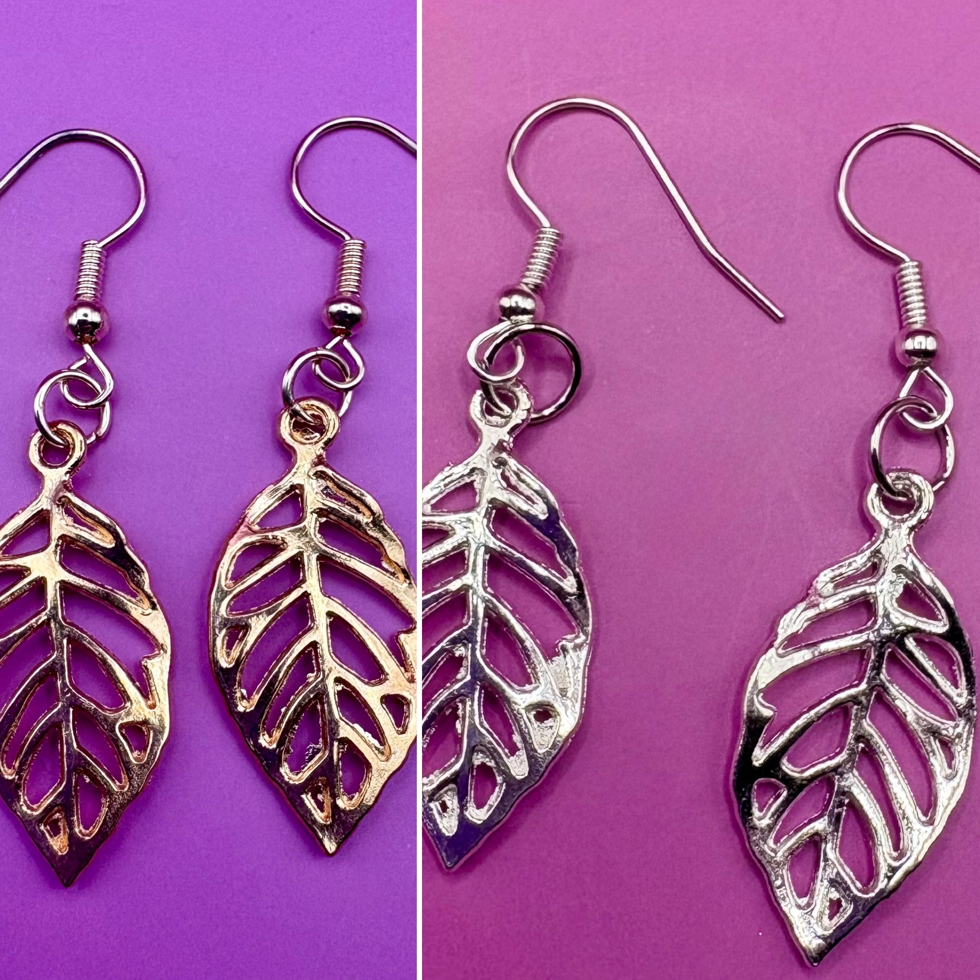 Chic gold leaf dangly earrings, ideal for autumn fashion, featuring a delicate design that adds a seasonal touch to any outfit