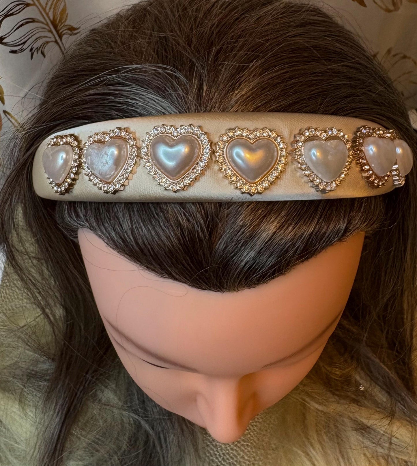 glass rhinestone hand decorated velvet headband diamante sparkly glamorous handmade valentines bridesmaids wedding formal party accessories