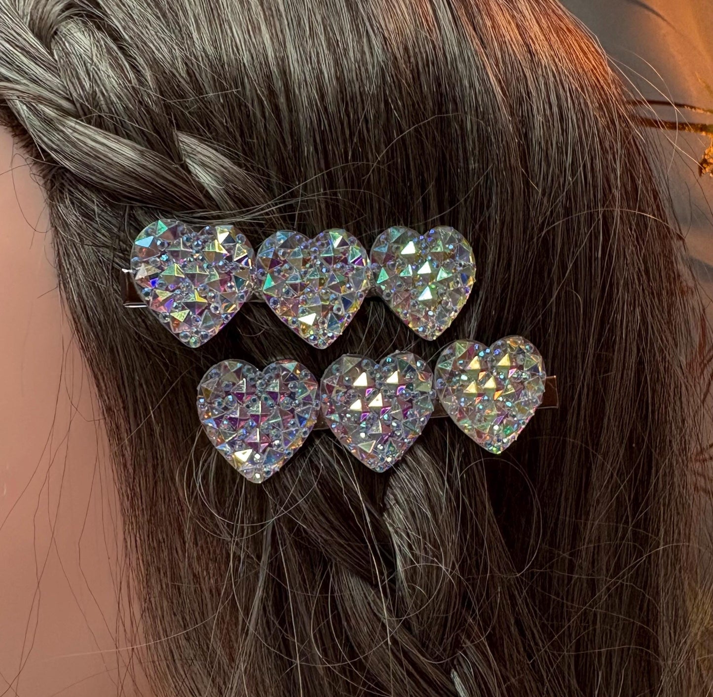 Heart, oval glitter sparkly small hair slide sliver fashion hair clip Christmas sold as pairs available in different styles valentines