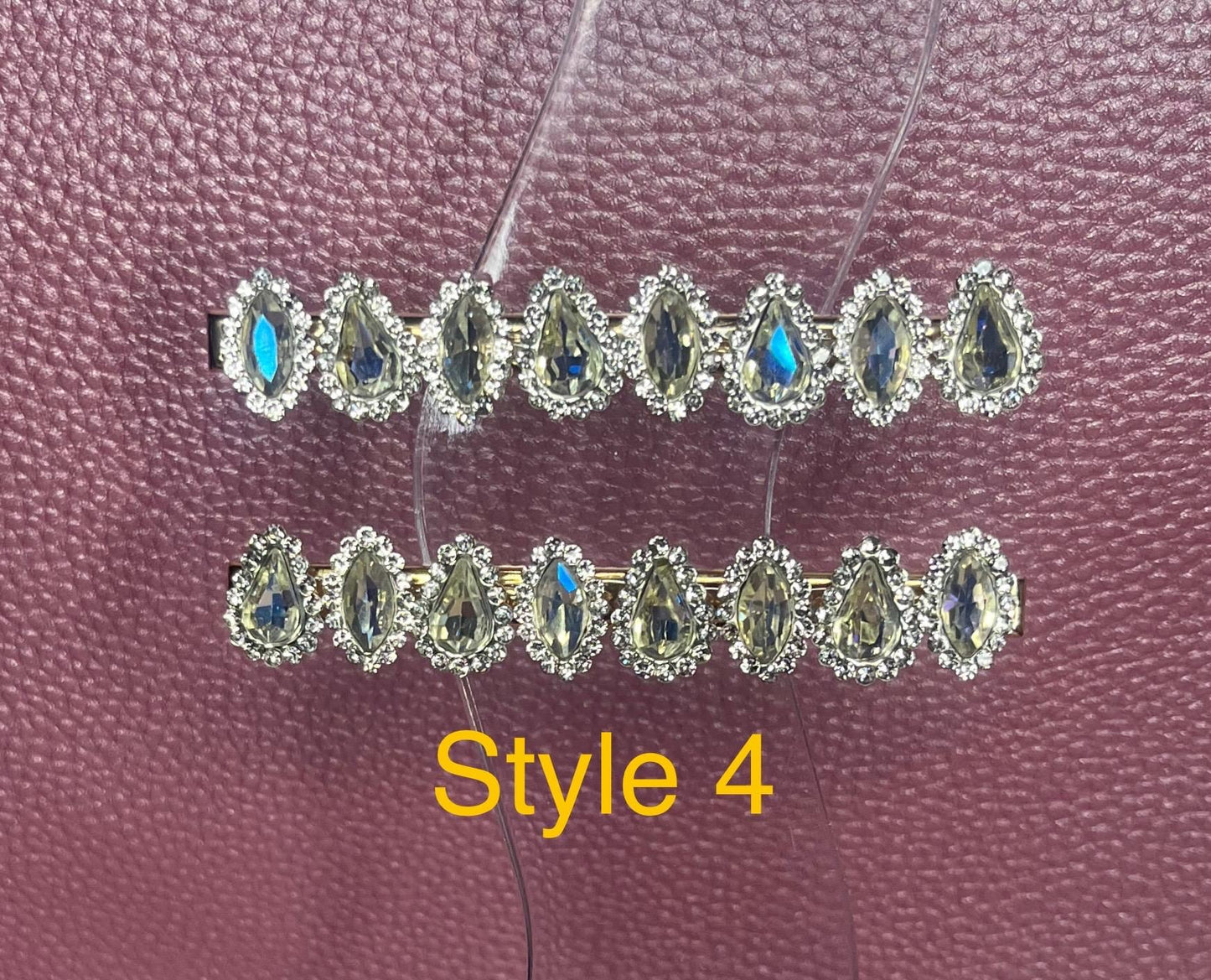 Silver handmade gem stone hair slide large rhinestone fashion hair clip comes in pairs heart and circular Christmas bling