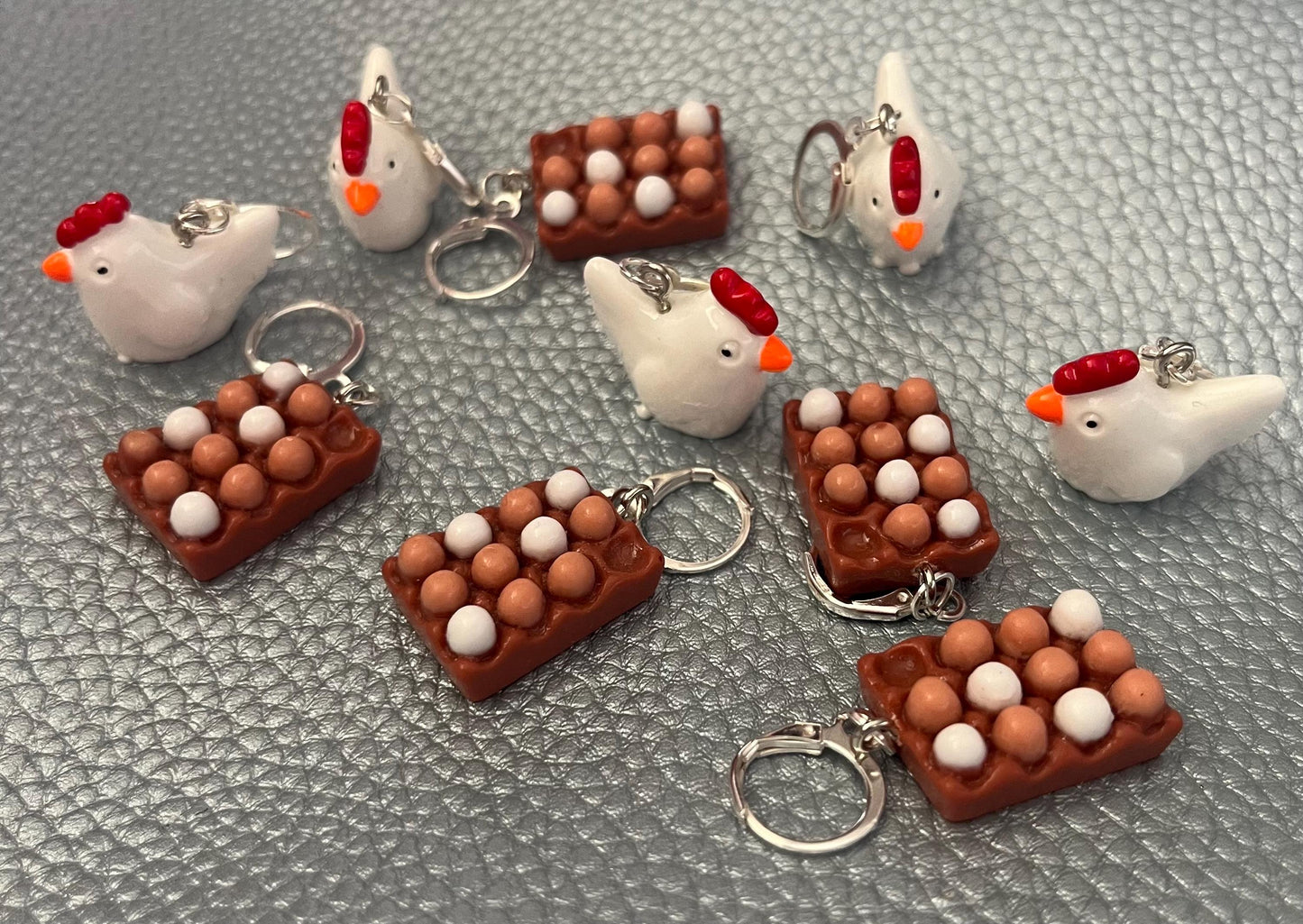 Hen chicken and tray of eggs drop dangly earrings novelty great gift for farm lovers